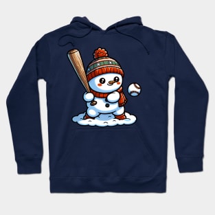Cute snowman playing Baseball Hoodie